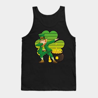 Dabbing Leprechaun St. Patricks Day Vintage Retro Clover Shamrock Tank Top